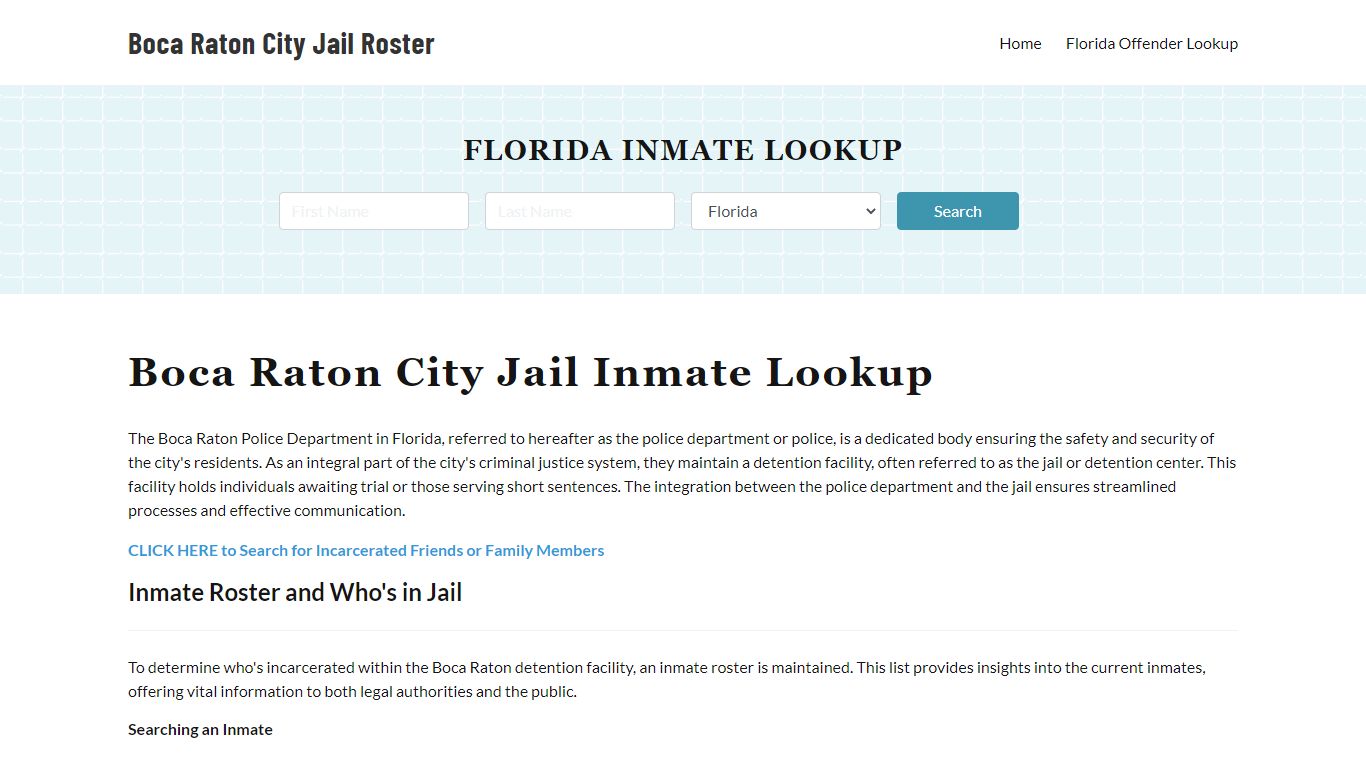 Boca Raton Police Department & City Jail, FL Inmate Roster, Arrests ...