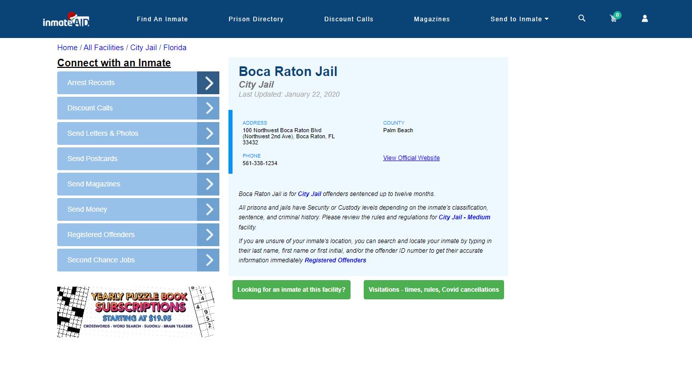 Boca Raton Jail | Inmate Locator
